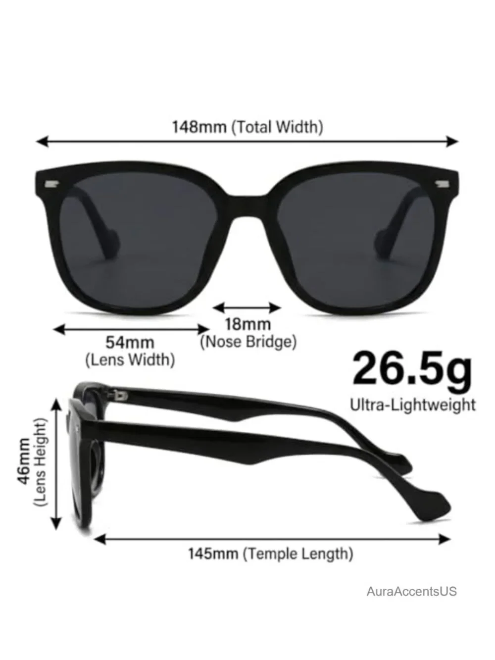 Oversized Square Sunglasses UV400 Protection Retro Full-Frame